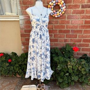 Floral Blue and White Summer Dress